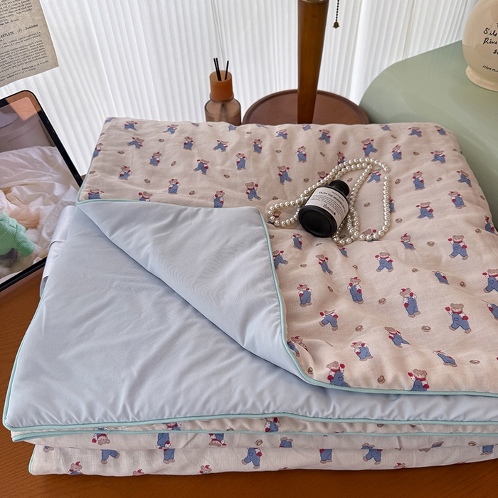 91家纺网 家纺一手货源 找家纺 HL原创 2026新款全棉双层纱小冰皮冰纱双感夏被夏凉被空调被 仔仔