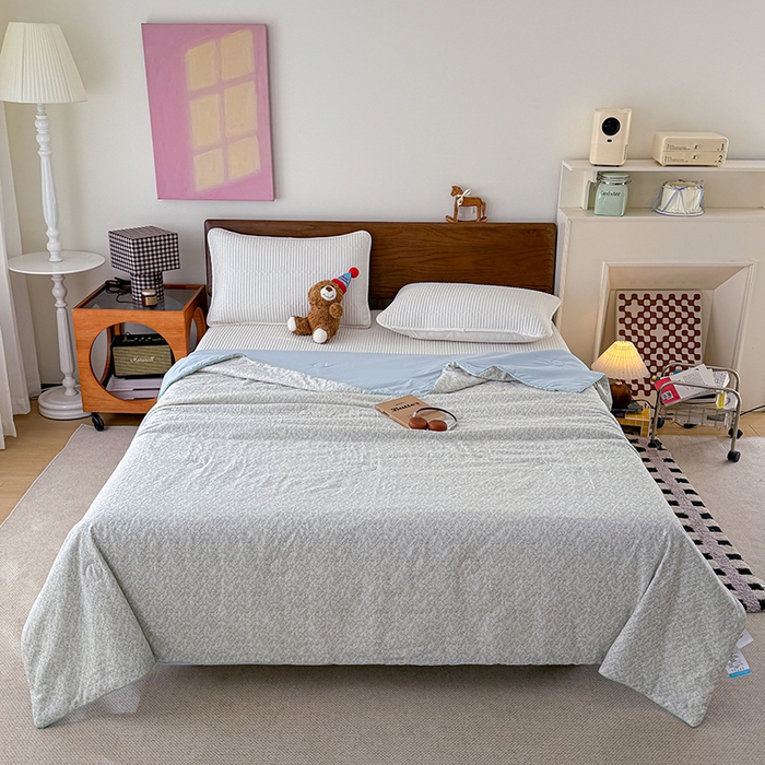 91家纺网 家纺一手货源 找家纺 HL原创 2026新款全棉双层纱小冰皮冰纱双感夏被夏凉被空调被 枝蔓