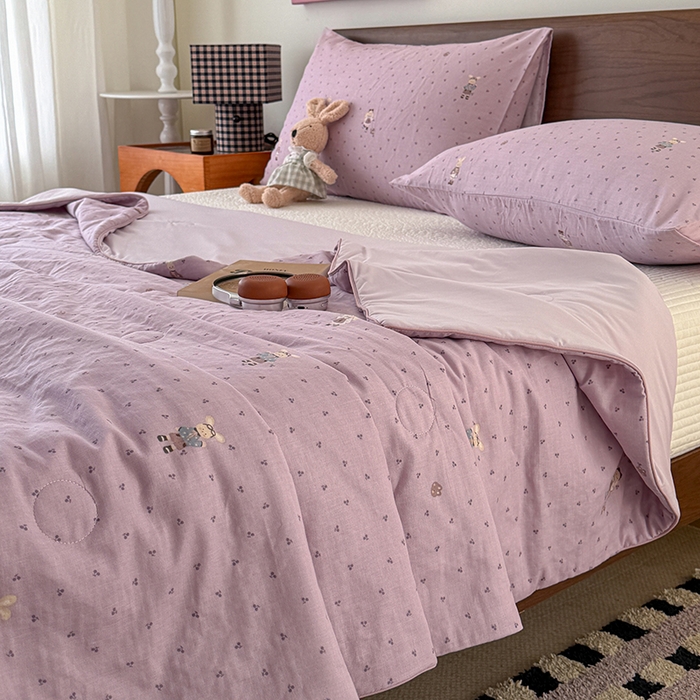 91家纺网 家纺一手货源 找家纺 HL原创 2026新款全棉双层纱小冰皮冰纱双感夏被夏凉被空调被 艾莎