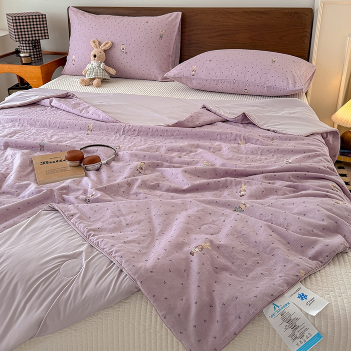 91家纺网 家纺一手货源 找家纺 HL原创 2026新款全棉双层纱小冰皮冰纱双感夏被夏凉被空调被 艾莎
