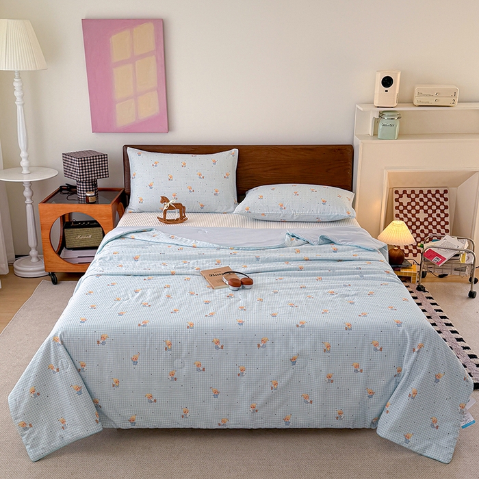 91家纺网 家纺一手货源 找家纺 HL原创 2026新款全棉双层纱小冰皮冰纱双感夏被夏凉被空调被 童话故事