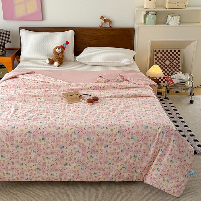 91家纺网 家纺一手货源 找家纺 HL原创 2026新款全棉双层纱小冰皮冰纱双感夏被夏凉被空调被 萌宠王国