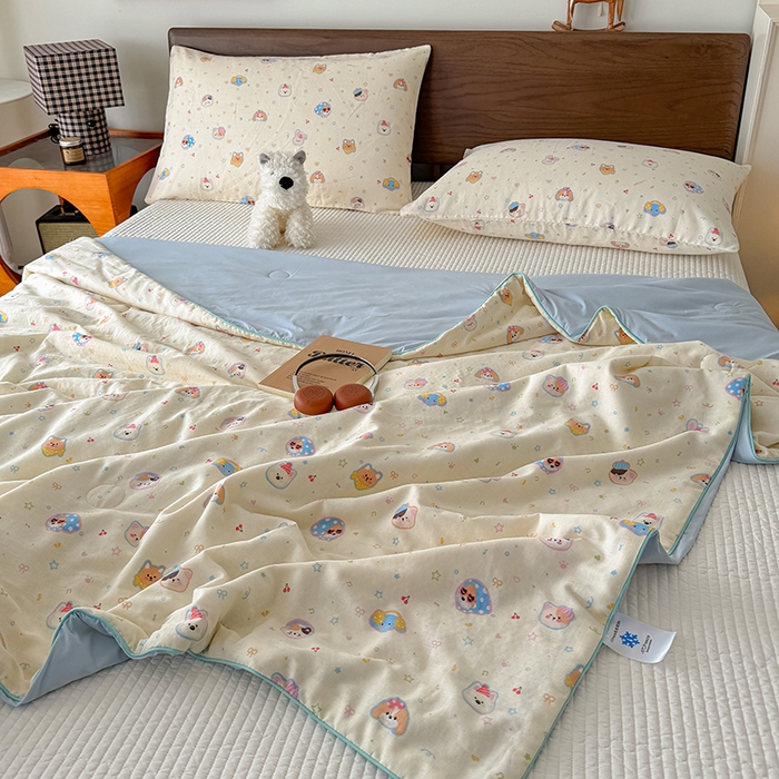 91家纺网 家纺一手货源 找家纺 HL原创 2026新款全棉双层纱小冰皮冰纱双感夏被夏凉被空调被 童话镇