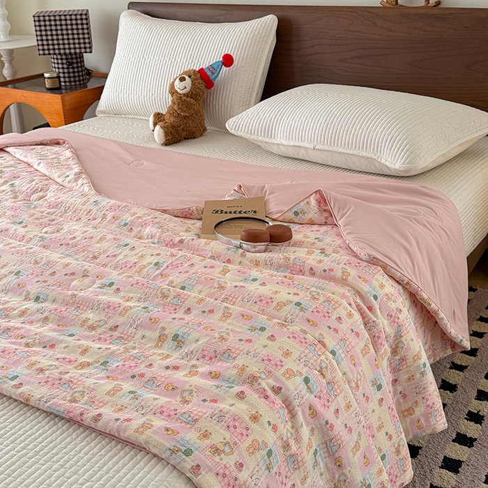 91家纺网 家纺一手货源 找家纺 HL原创 2026新款全棉双层纱小冰皮冰纱双感夏被夏凉被空调被 萌宠王国