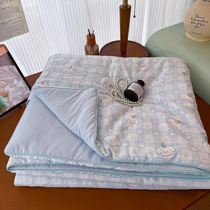 91家纺网 家纺一手货源 找家纺 HL原创 2026新款全棉双层纱小冰皮冰纱双感夏被夏凉被空调被 清爽夏日