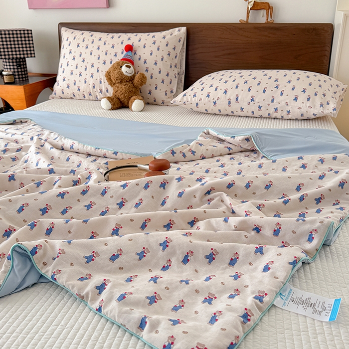 91家纺网 家纺一手货源 找家纺 HL原创 2026新款全棉双层纱小冰皮冰纱双感夏被夏凉被空调被 仔仔