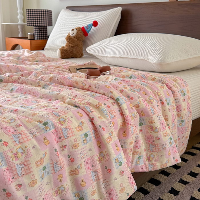 91家纺网 家纺一手货源 找家纺 HL原创 2026新款全棉双层纱小冰皮冰纱双感夏被夏凉被空调被 萌宠王国