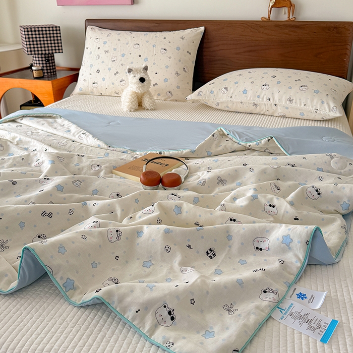 91家纺网 家纺一手货源 找家纺 HL原创 2026新款全棉双层纱小冰皮冰纱双感夏被夏凉被空调被 星空