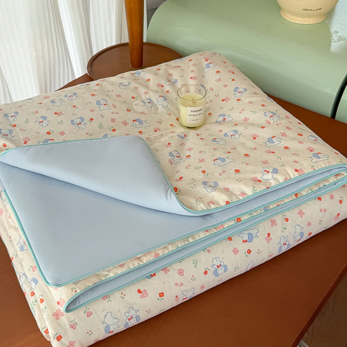 91家纺网 家纺一手货源 找家纺 HL原创 2026新款全棉双层纱小冰皮冰纱双感夏被夏凉被空调被 福气小象