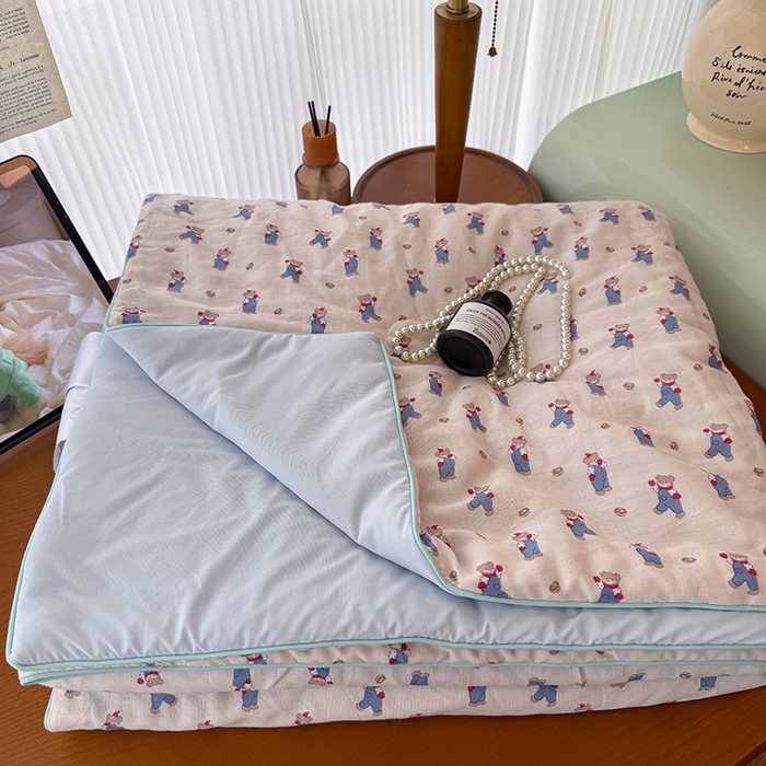 91家纺网 家纺一手货源 找家纺 HL原创 2026新款全棉双层纱小冰皮冰纱双感夏被夏凉被空调被 仔仔