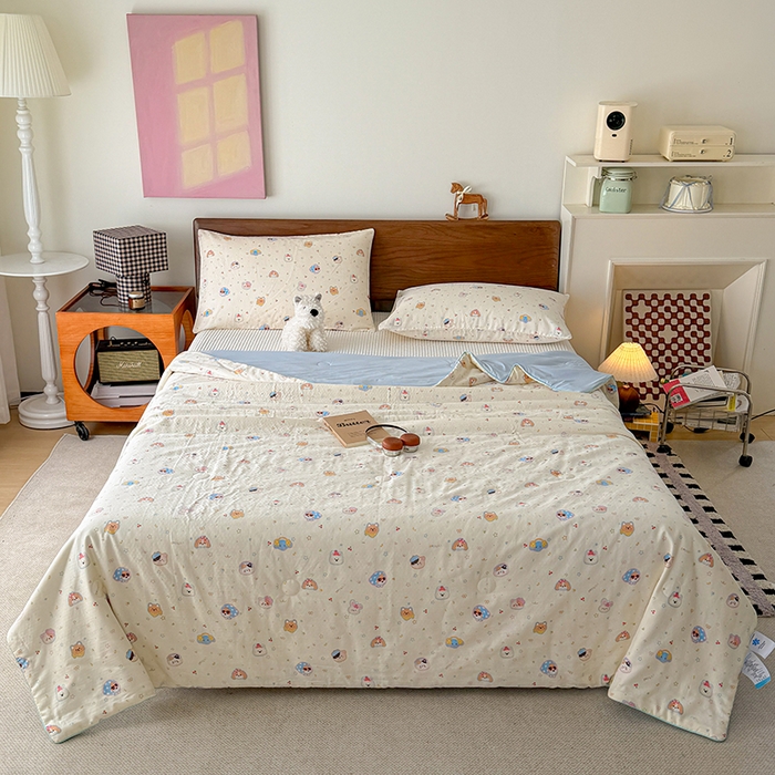 91家纺网 家纺一手货源 找家纺 HL原创 2026新款全棉双层纱小冰皮冰纱双感夏被夏凉被空调被 童话镇