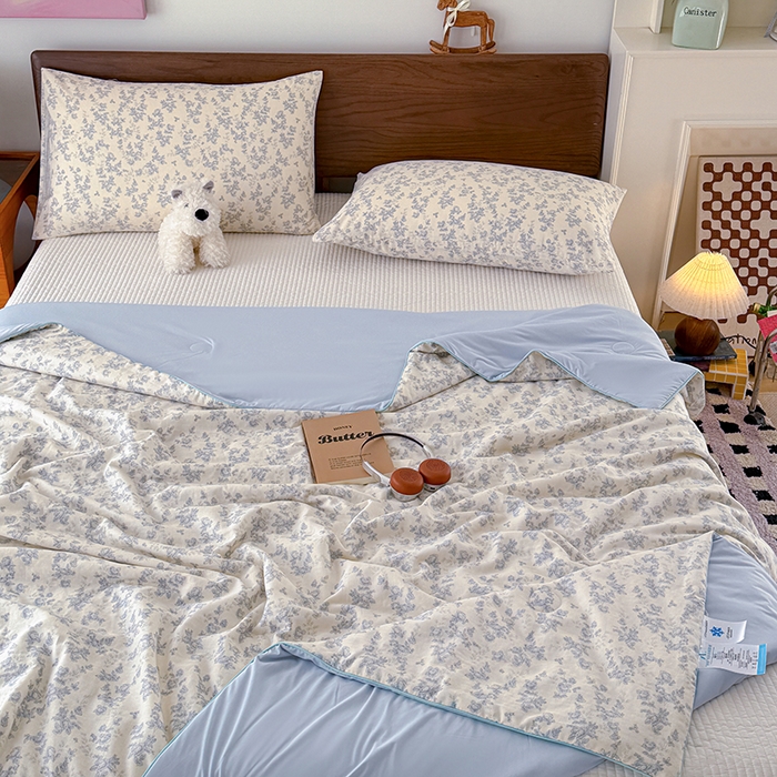 91家纺网 家纺一手货源 找家纺 HL原创 2026新款全棉双层纱小冰皮冰纱双感夏被夏凉被空调被 蔷薇