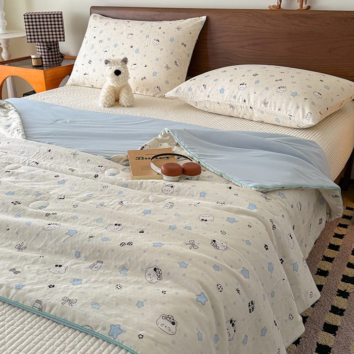 91家纺网 家纺一手货源 找家纺 HL原创 2026新款全棉双层纱小冰皮冰纱双感夏被夏凉被空调被 星空