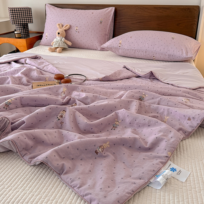 91家纺网 家纺一手货源 找家纺 HL原创 2026新款全棉双层纱小冰皮冰纱双感夏被夏凉被空调被 艾莎