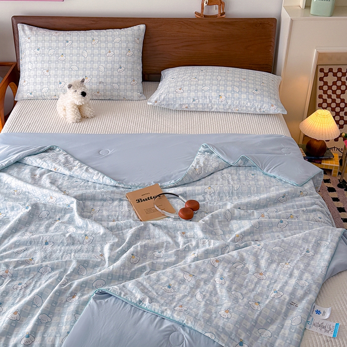 91家纺网 家纺一手货源 找家纺 HL原创 2026新款全棉双层纱小冰皮冰纱双感夏被夏凉被空调被 清爽夏日