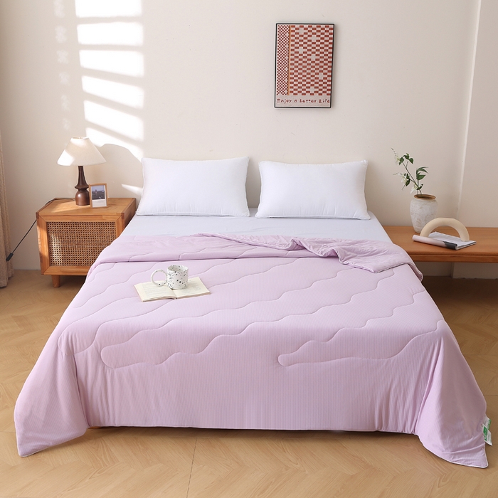 91家纺网 家纺一手货源 找家纺 天之悦家纺 2026热款针织提花夏被夏凉被空调被 粉色