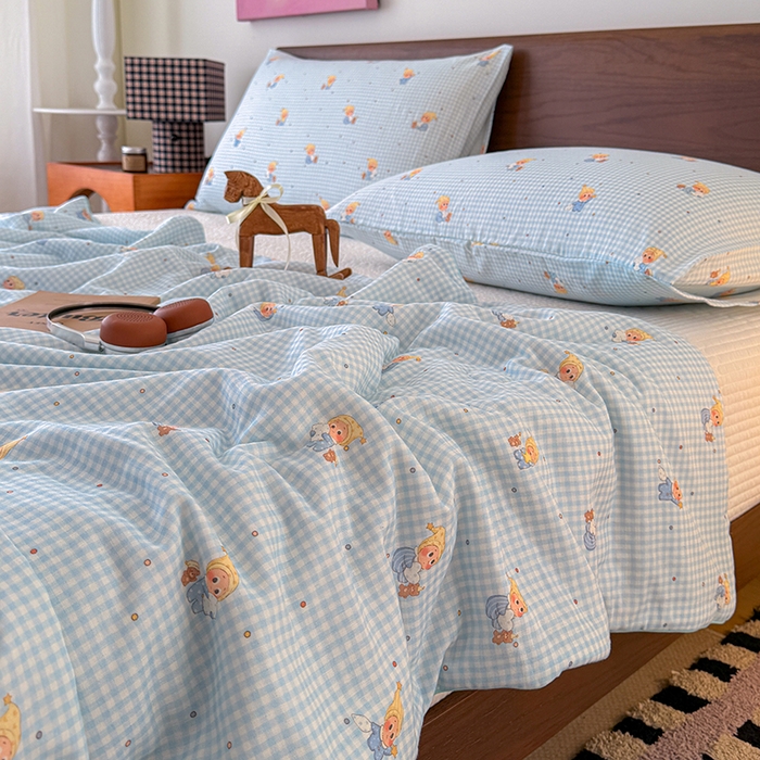 91家纺网 家纺一手货源 找家纺 HL原创 2026新款全棉双层纱小冰皮冰纱双感夏被夏凉被空调被 童话故事