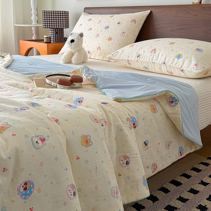 91家纺网 家纺一手货源 找家纺 HL原创 2026新款全棉双层纱小冰皮冰纱双感夏被夏凉被空调被 童话镇