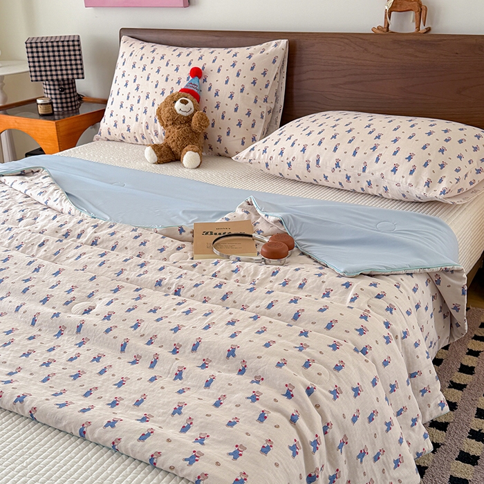 91家纺网 家纺一手货源 找家纺 HL原创 2026新款全棉双层纱小冰皮冰纱双感夏被夏凉被空调被 仔仔