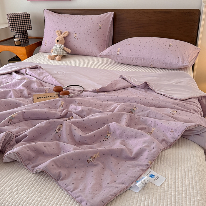 91家纺网 家纺一手货源 找家纺 HL原创 2026新款全棉双层纱小冰皮冰纱双感夏被夏凉被空调被 艾莎