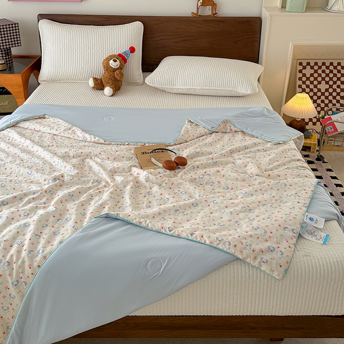 91家纺网 家纺一手货源 找家纺 HL原创 2026新款全棉双层纱小冰皮冰纱双感夏被夏凉被空调被 福气小象