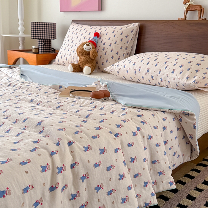 91家纺网 家纺一手货源 找家纺 HL原创 2026新款全棉双层纱小冰皮冰纱双感夏被夏凉被空调被 仔仔