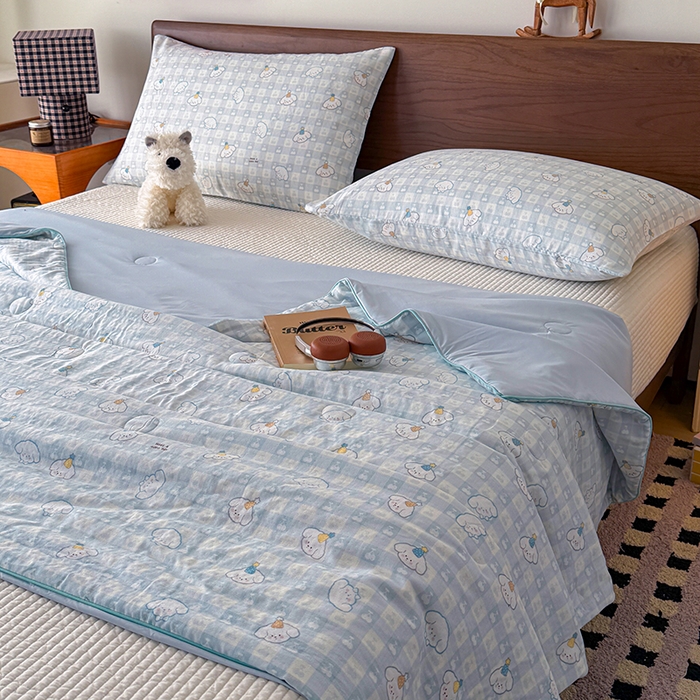 91家纺网 家纺一手货源 找家纺 HL原创 2026新款全棉双层纱小冰皮冰纱双感夏被夏凉被空调被 清爽夏日