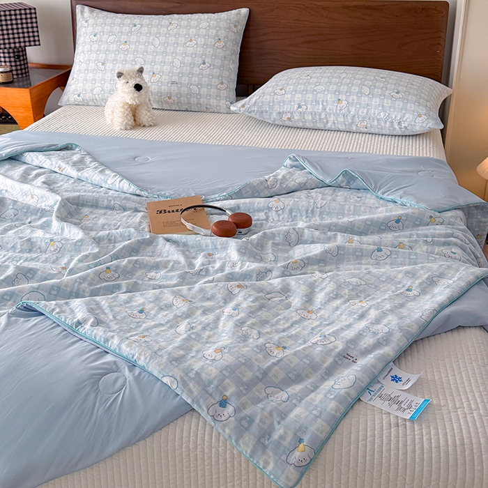 91家纺网 家纺一手货源 找家纺 HL原创 2026新款全棉双层纱小冰皮冰纱双感夏被夏凉被空调被 清爽夏日