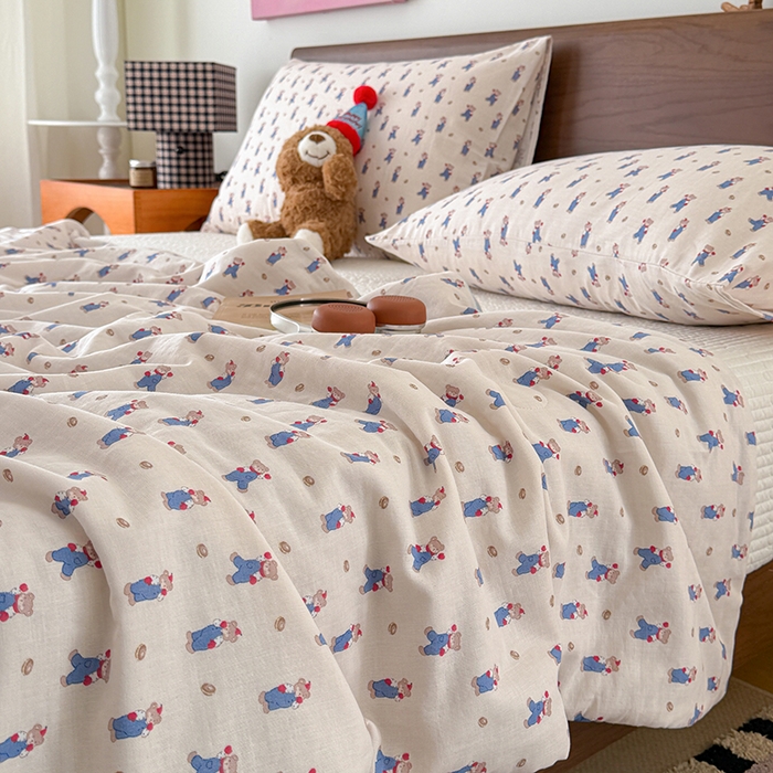 91家纺网 家纺一手货源 找家纺 HL原创 2026新款全棉双层纱小冰皮冰纱双感夏被夏凉被空调被 仔仔