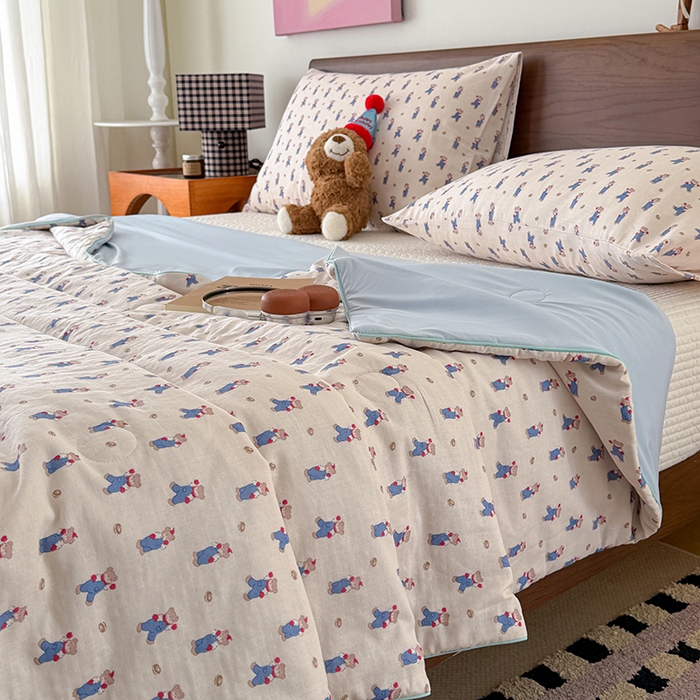 91家纺网 家纺一手货源 找家纺 HL原创 2026新款全棉双层纱小冰皮冰纱双感夏被夏凉被空调被 仔仔