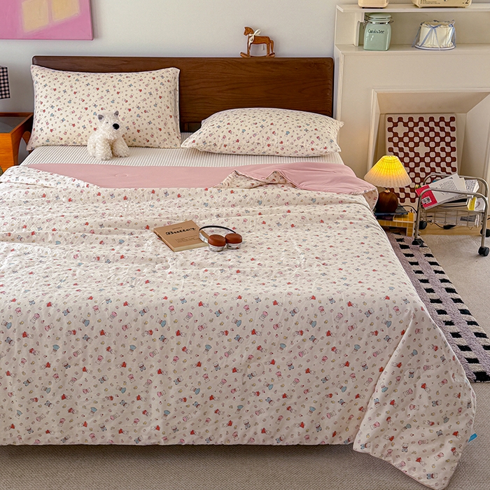 91家纺网 家纺一手货源 找家纺 HL原创 2026新款全棉双层纱小冰皮冰纱双感夏被夏凉被空调被 可爱兔