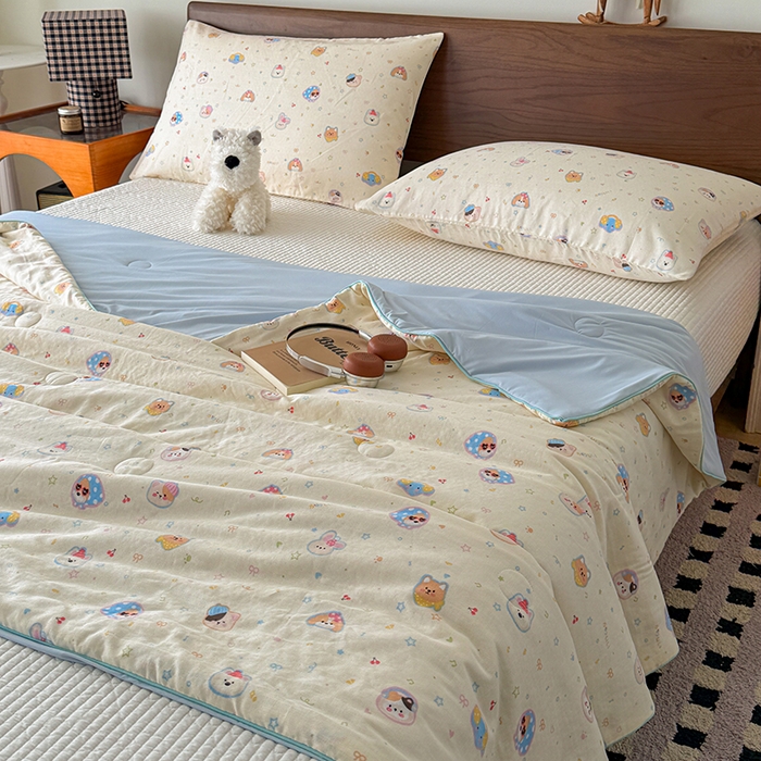 91家纺网 家纺一手货源 找家纺 HL原创 2026新款全棉双层纱小冰皮冰纱双感夏被夏凉被空调被 童话镇