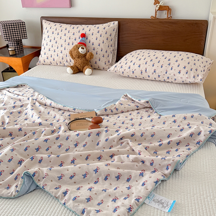 91家纺网 家纺一手货源 找家纺 HL原创 2026新款全棉双层纱小冰皮冰纱双感夏被夏凉被空调被 仔仔