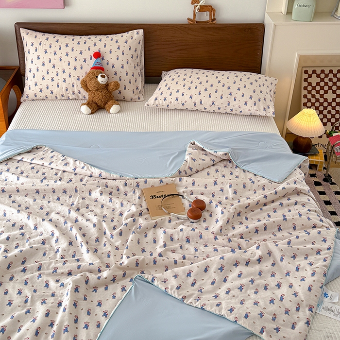 91家纺网 家纺一手货源 找家纺 HL原创 2026新款全棉双层纱小冰皮冰纱双感夏被夏凉被空调被 仔仔