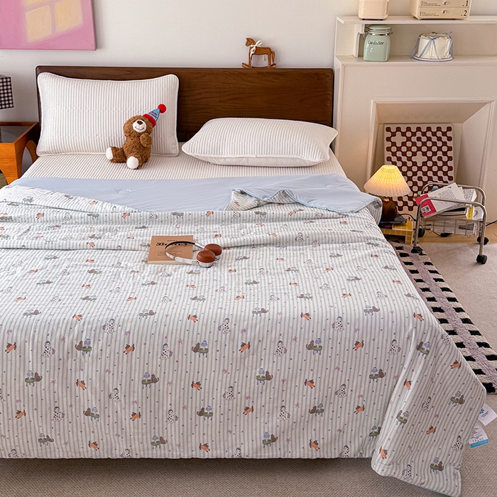 91家纺网 家纺一手货源 找家纺 HL原创 2026新款全棉双层纱小冰皮冰纱双感夏被夏凉被空调被 星芒小狗