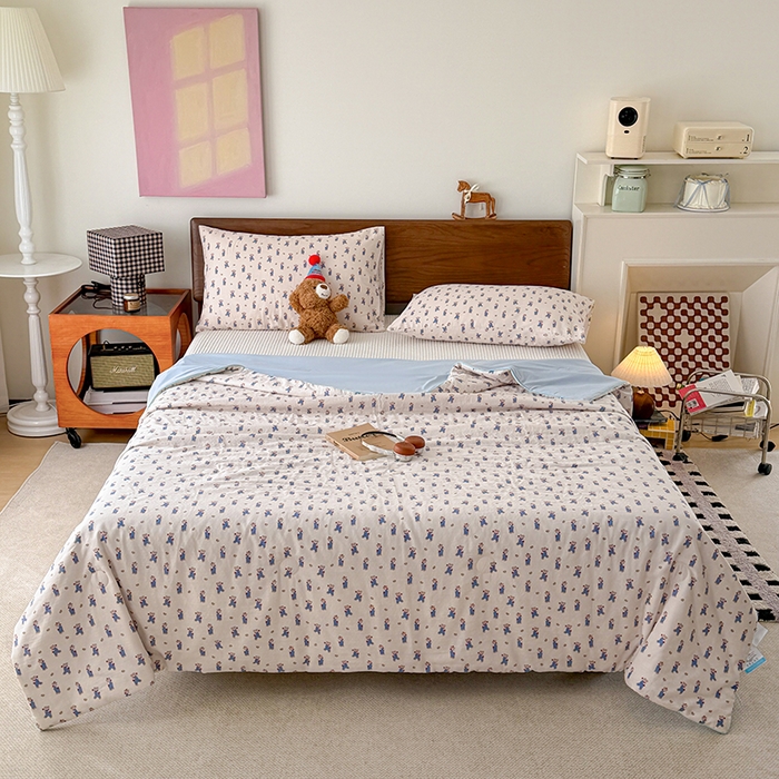 91家纺网 家纺一手货源 找家纺 HL原创 2026新款全棉双层纱小冰皮冰纱双感夏被夏凉被空调被 仔仔