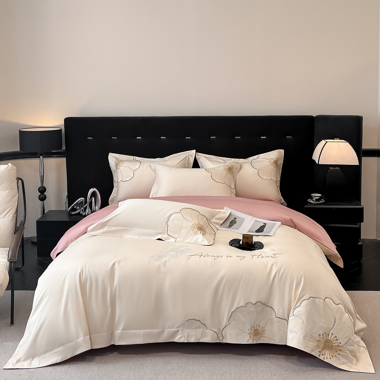 91家纺网 家纺一手货源 找家纺 （总）置顶家纺 2026新款亲肤加厚磨毛刺绣四件套-花颜叶语