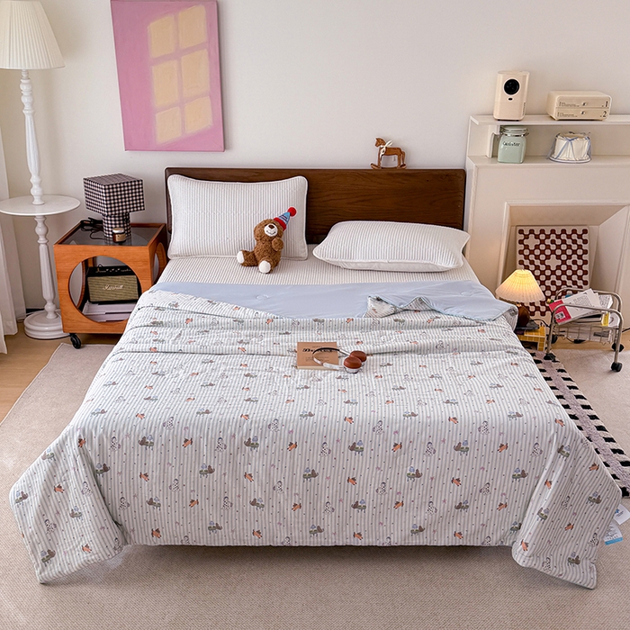 91家纺网 家纺一手货源 找家纺 HL原创 2026新款全棉双层纱小冰皮冰纱双感夏被夏凉被空调被 星芒小狗