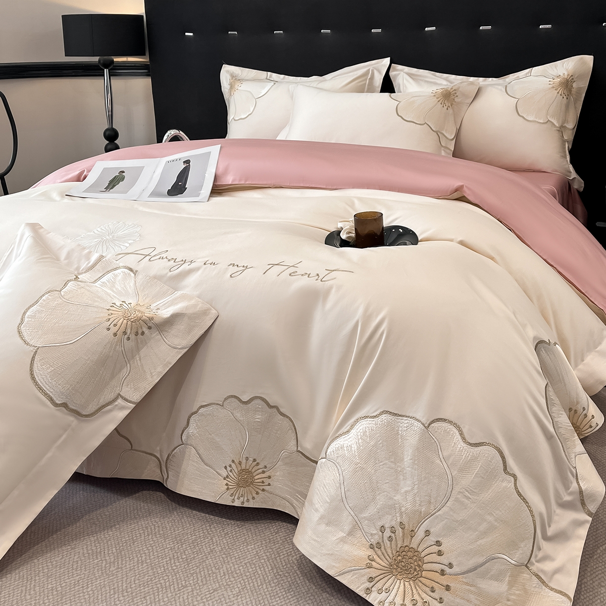 91家纺网 家纺一手货源 找家纺 （总）置顶家纺 2026新款亲肤加厚磨毛刺绣四件套-花颜叶语