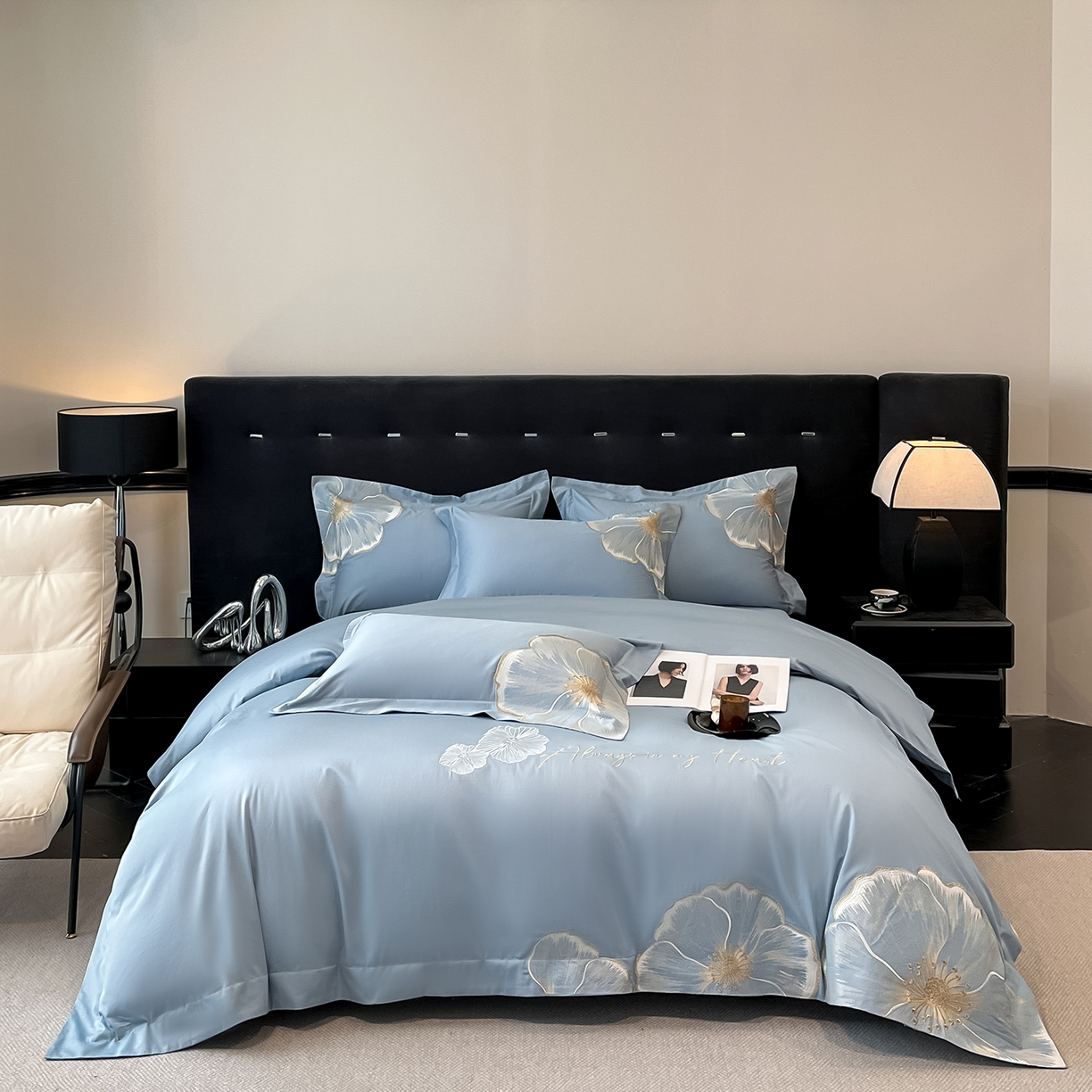 91家纺网 家纺一手货源 找家纺 （总）置顶家纺 2026新款亲肤加厚磨毛刺绣四件套-花颜叶语