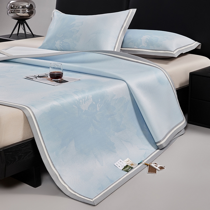 91家纺网 家纺一手货源 找家纺 （总）小牛席业 2026新款牡丹琉璃冷感冰丝席凉席藤席冰藤席冰丝席竹席乳胶席凉豆豆席