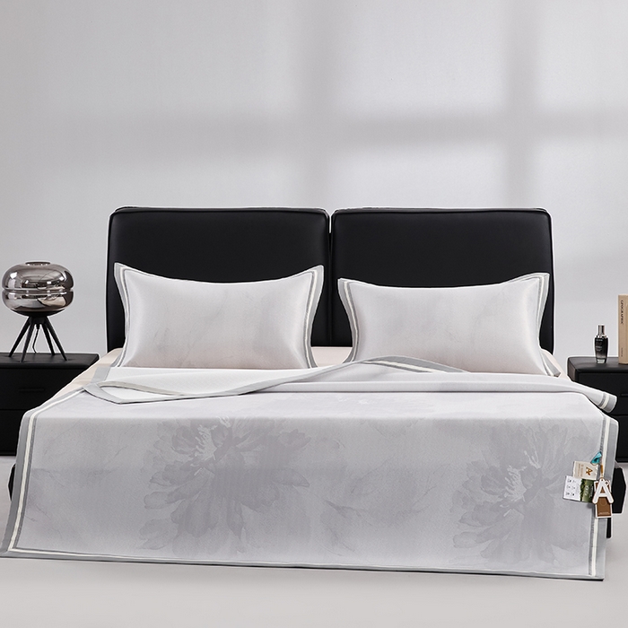 91家纺网 家纺一手货源 找家纺 小牛席业 2026新款牡丹琉璃冷感冰丝席凉席藤席冰藤席冰丝席竹席乳胶席凉豆豆席 浅紫