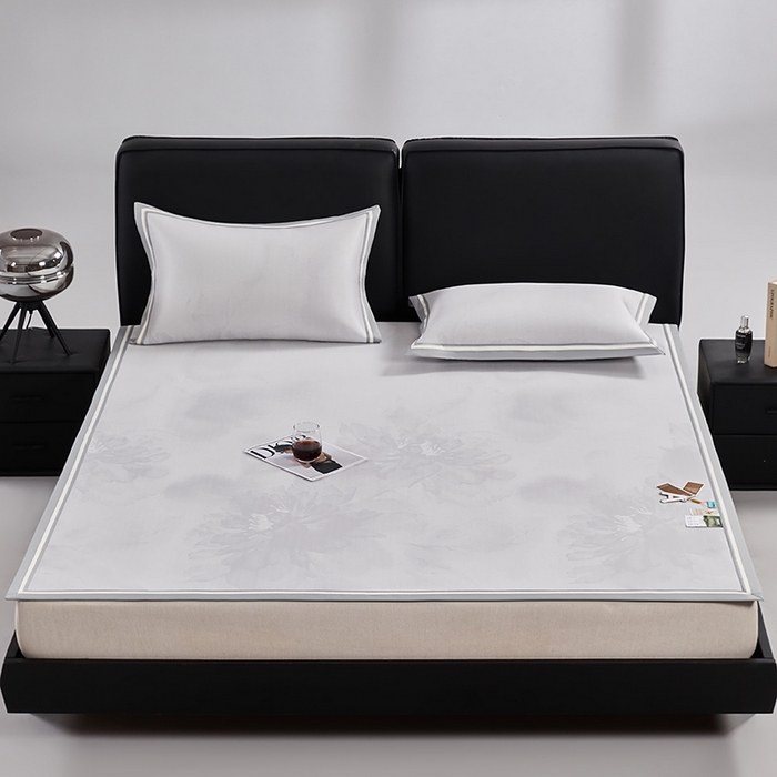 91家纺网 家纺一手货源 找家纺 小牛席业 2026新款牡丹琉璃冷感冰丝席凉席藤席冰藤席冰丝席竹席乳胶席凉豆豆席 浅紫