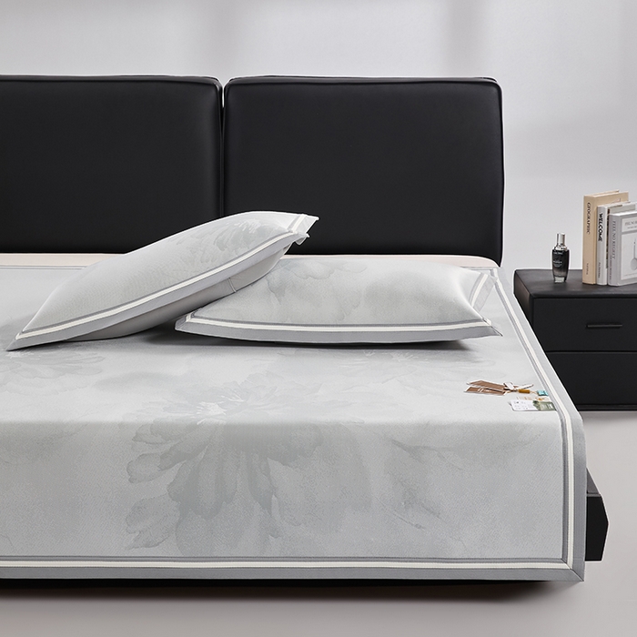 91家纺网 家纺一手货源 找家纺 小牛席业 2026新款牡丹琉璃冷感冰丝席凉席藤席冰藤席冰丝席竹席乳胶席凉豆豆席 灰绿