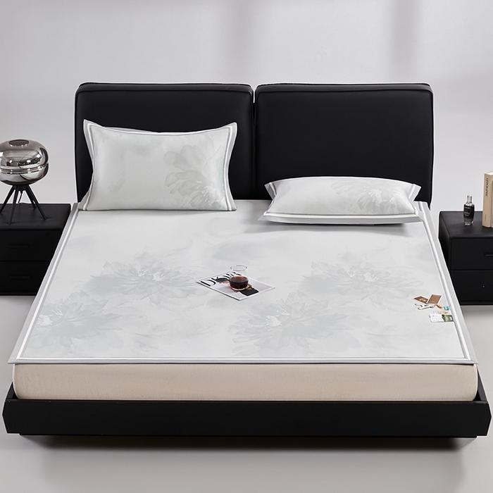 91家纺网 家纺一手货源 找家纺 小牛席业 2026新款牡丹琉璃冷感冰丝席凉席藤席冰藤席冰丝席竹席乳胶席凉豆豆席 灰绿