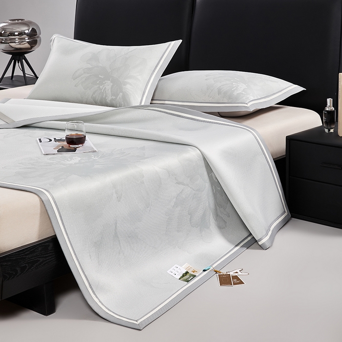 91家纺网 家纺一手货源 找家纺 小牛席业 2026新款牡丹琉璃冷感冰丝席凉席藤席冰藤席冰丝席竹席乳胶席凉豆豆席 灰绿