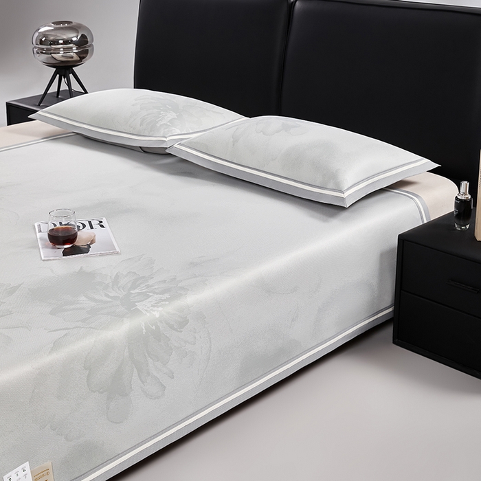 91家纺网 家纺一手货源 找家纺 小牛席业 2026新款牡丹琉璃冷感冰丝席凉席藤席冰藤席冰丝席竹席乳胶席凉豆豆席 灰绿