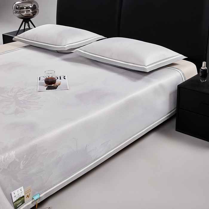 91家纺网 家纺一手货源 找家纺 小牛席业 2026新款牡丹琉璃冷感冰丝席凉席藤席冰藤席冰丝席竹席乳胶席凉豆豆席 浅紫