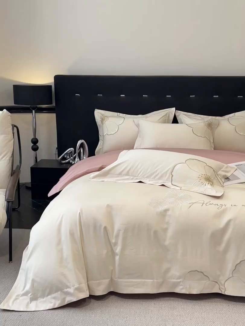 91家纺网 家纺一手货源 找家纺 （总）置顶家纺 2026新款亲肤加厚磨毛刺绣四件套-花颜叶语