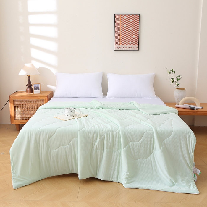 91家纺网 家纺一手货源 找家纺 天之悦家纺 2026热款针织提花夏被夏凉被空调被 果绿色